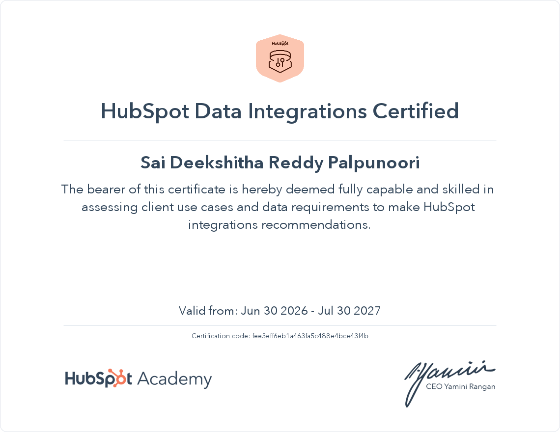 HubSpot Data Integrations Certified